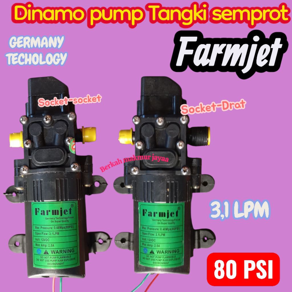 (FARMJET 80 PSI) DINAMO POMPA 80 PSI FARMJET Dinamo Tangki Semprot (dinamo Sprayer , cuci mobil , mo
