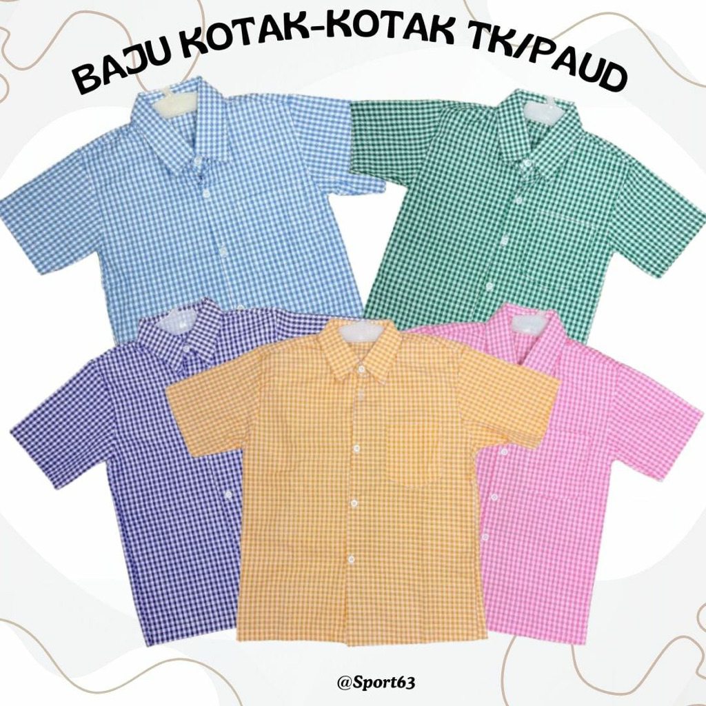 Baju kotak-kotak anak Tk/Paud/ Kemeja kotak pendek anak Tk/Paud/ baju pendek anak tk/Paud/kemeja kot