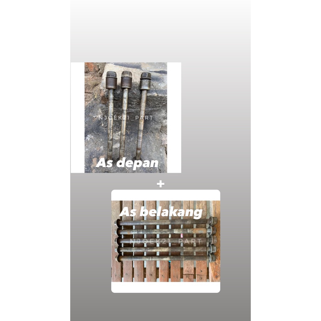 as roda depan + as roda belakang megapro gl original copotan