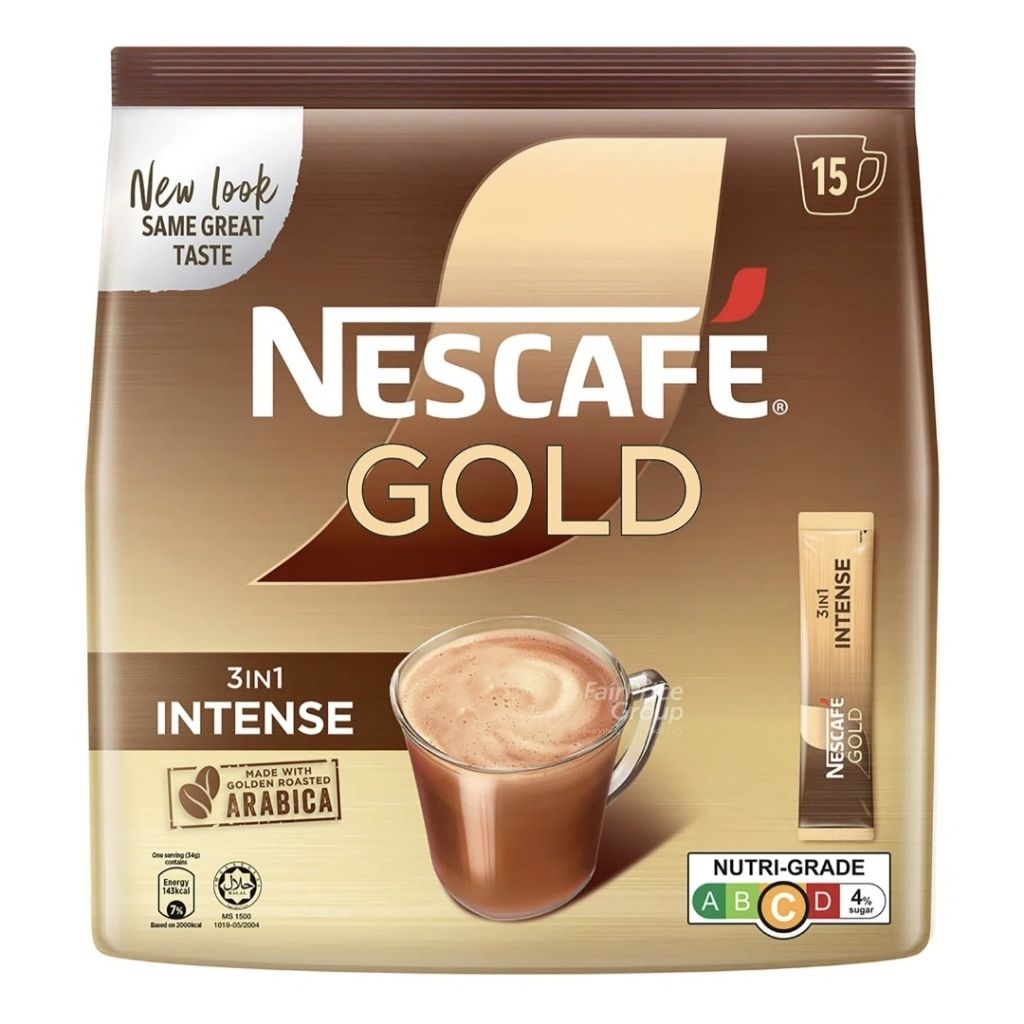 Nescafe Gold Intense Golden Roasted Arabica 3in1 3 in 1 Kopi Bubuk Sachet Coffee 15 Sachets x 34 gra