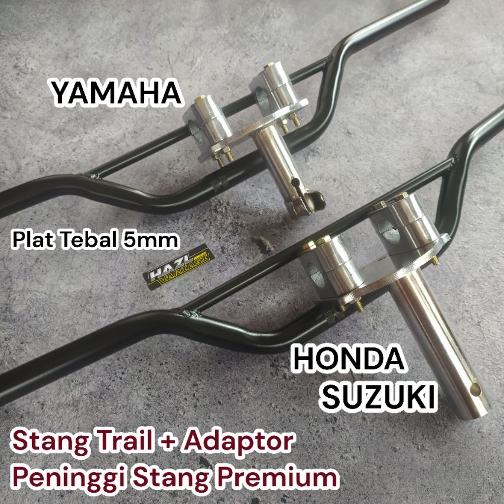 Stang Trail Stang Palang dan Dudukan Adaptor Peninggi Stang Motor Trondol Bebek Matic Tebal Chrome P