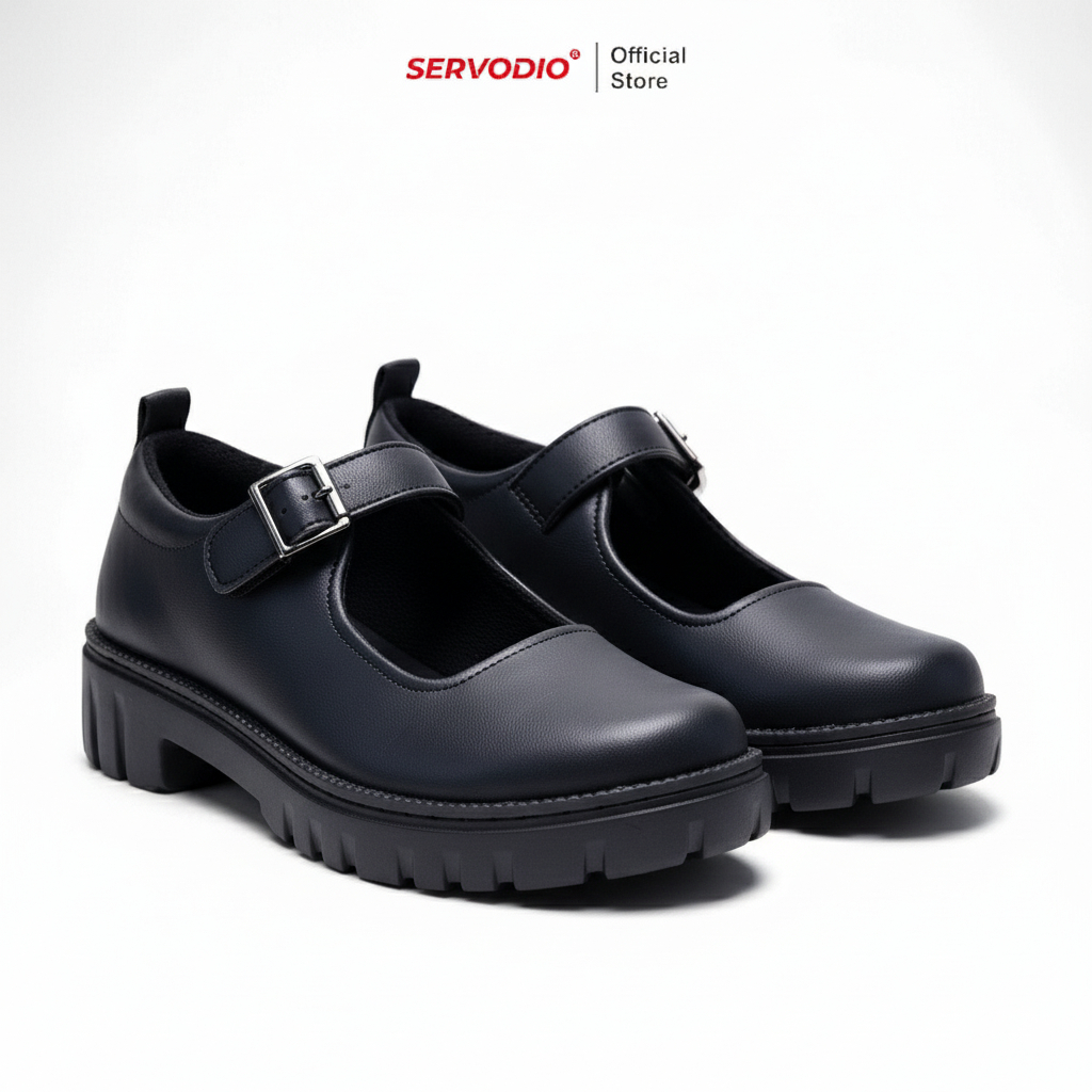 Servodio - Rengganis Black– Sepatu Mary Jane Docmart Wanita Sneakers Casual Sol Tebal Fashion Korea
