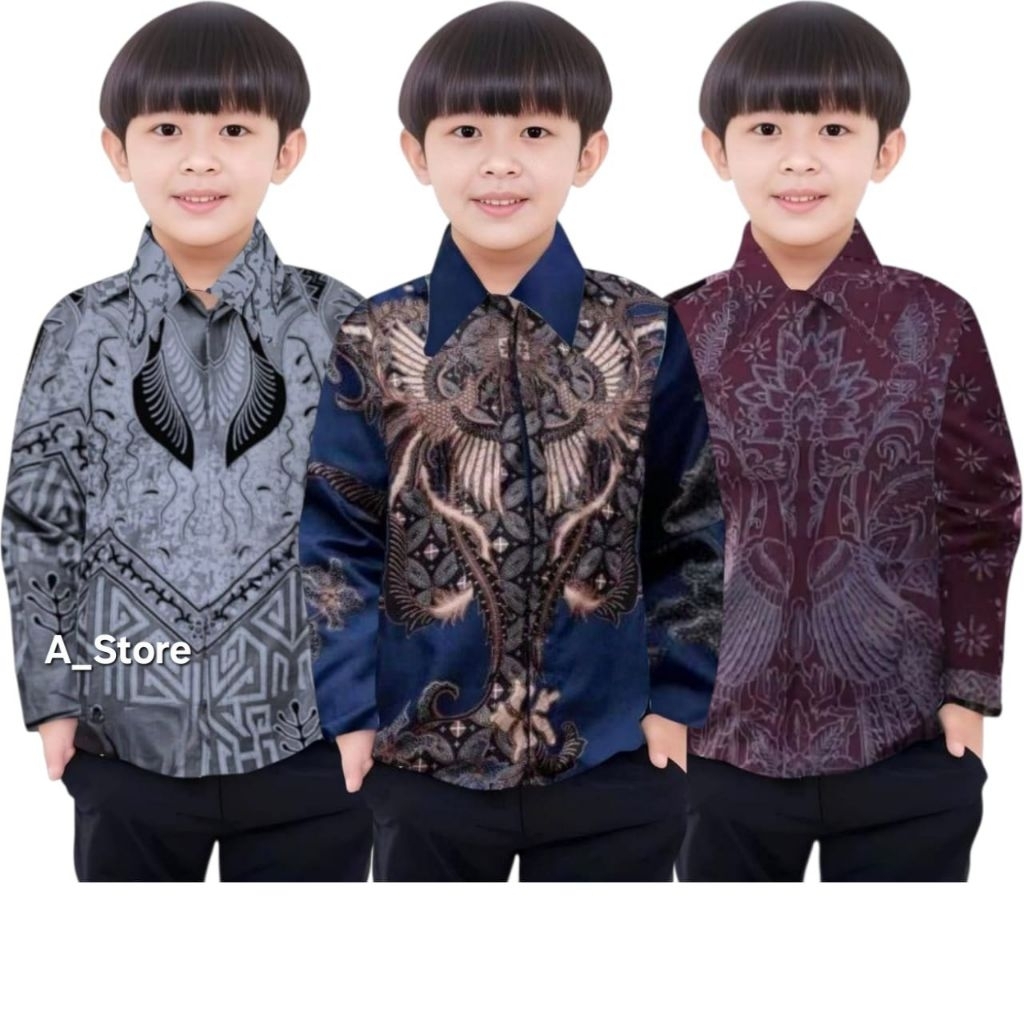 Kemeja Batik Anak Laki-laki Baju Batik Anak Laki-laki Umur 3-11 Tahun