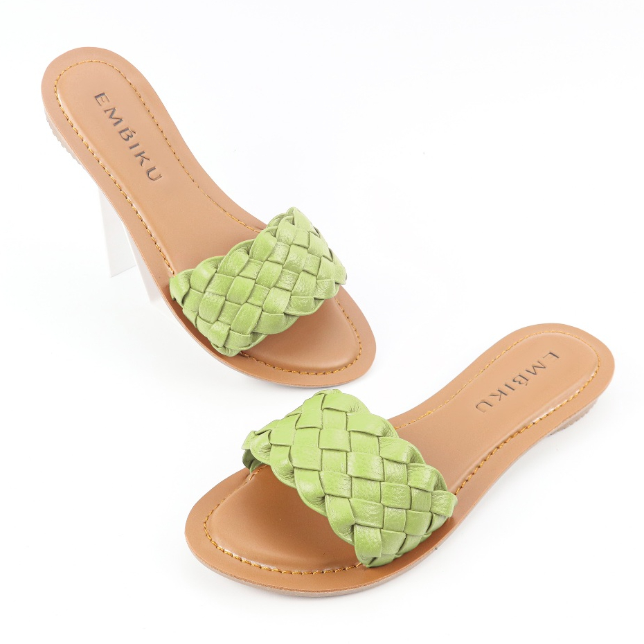 Embiku Thuby 7 Sandal Wanita Flat / Teplek Kulit Asli - Sandal Kulit Wanita