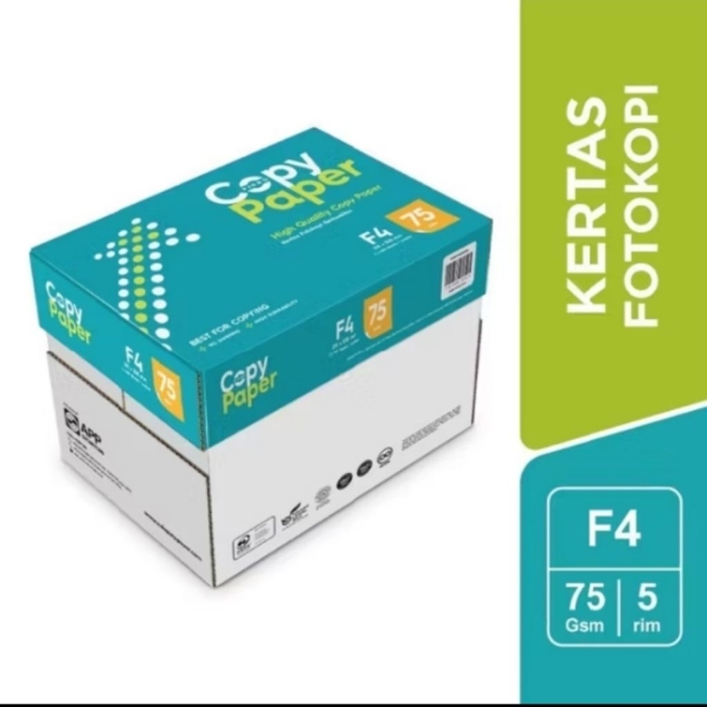 

Kertas HVS f4 75gsm Copy Paper 1dus(5rim) sameday