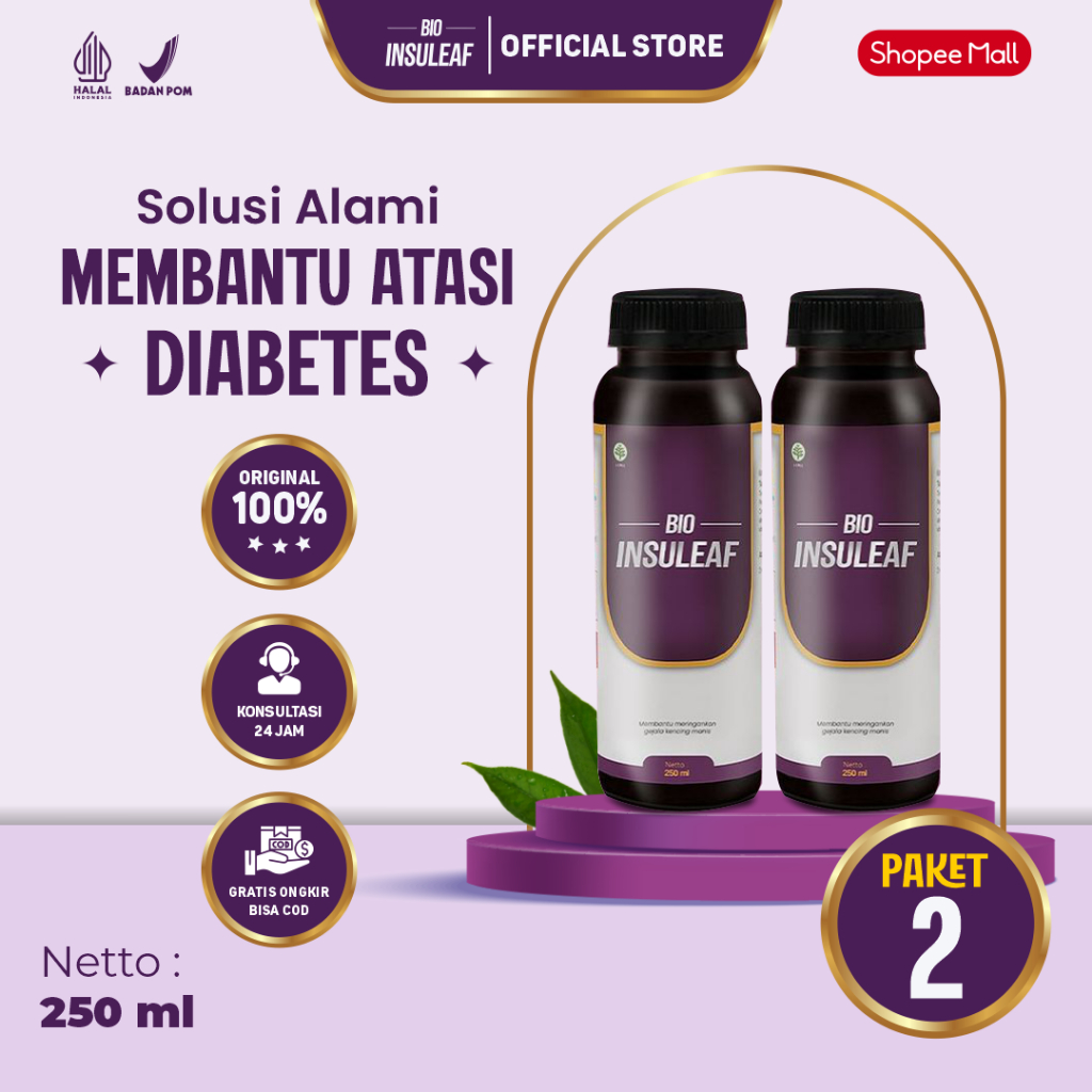

Paket 2 Box Bio Insuleaf Official – Herbal Alami Penurun Gula Darah, Kolesterol & Asam Urat BPOM