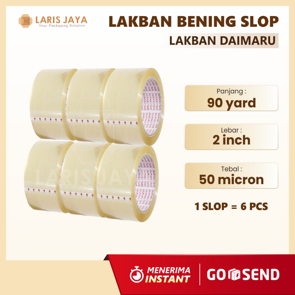 

[Paket 1 Slop Isi 6pcs] Daimaru OPP Lakban Bening 48 mm x 90 Yard ( Lakban DM Bening 2" (6 pcs) )