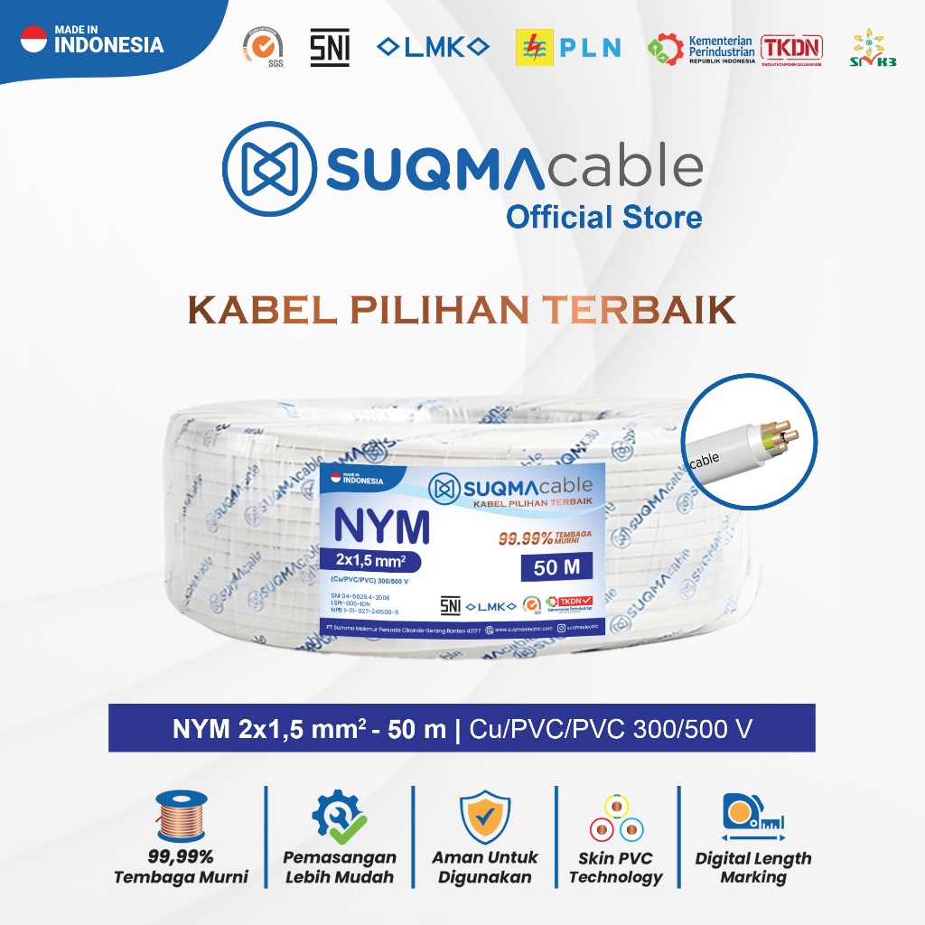 Kabel Listrik Tembaga / NYM 2 X 1.5 / NYM 3 X 1.5 / NYM 4 X 1.5mm