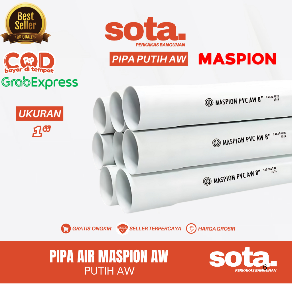 SOTA COD SAMEDAY Pipa Paralon Maspion 1 inch AW Putih 4 Meter