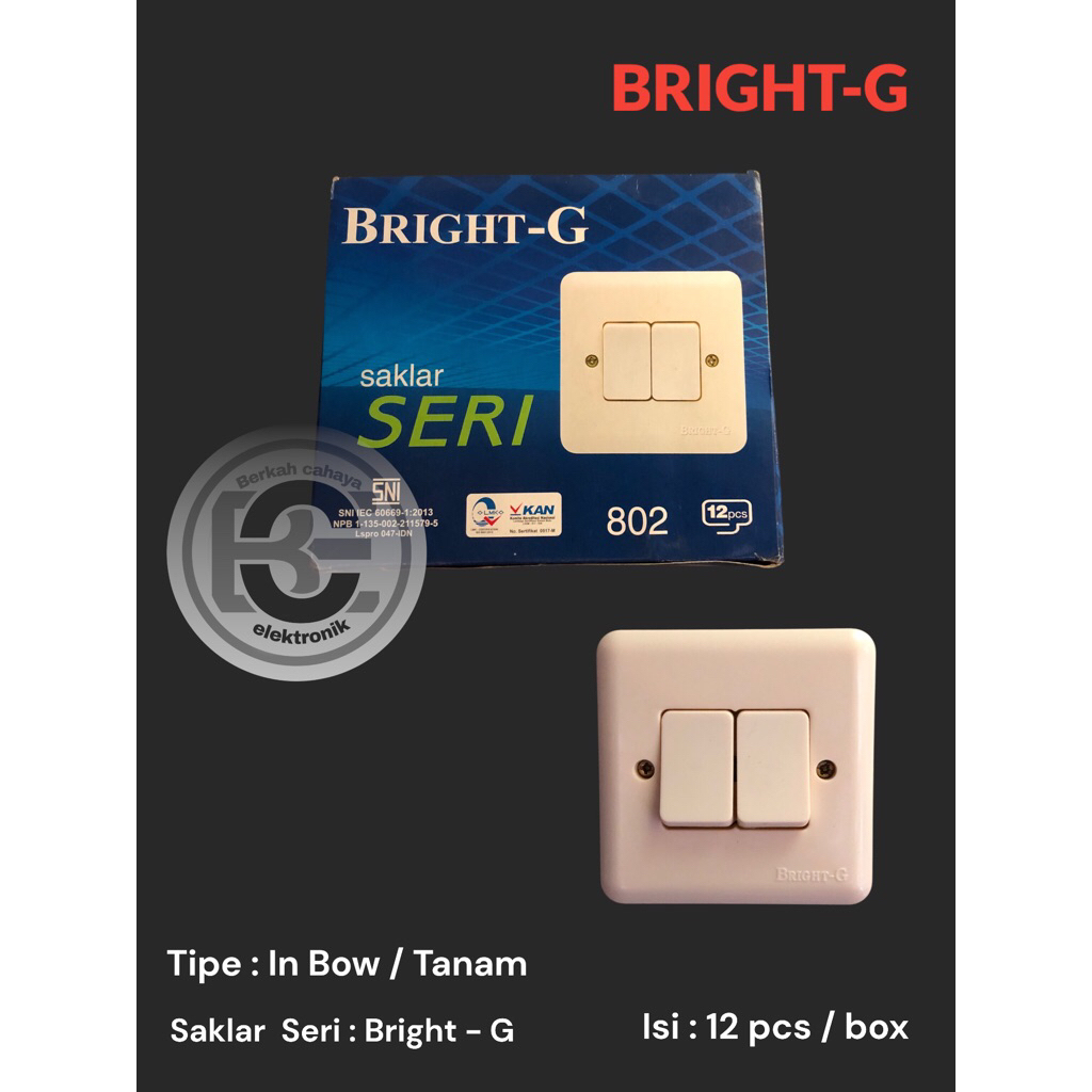 Saklar Bright-G Double Saklar Seri Bright-G IB Inbow Ditanam - 802