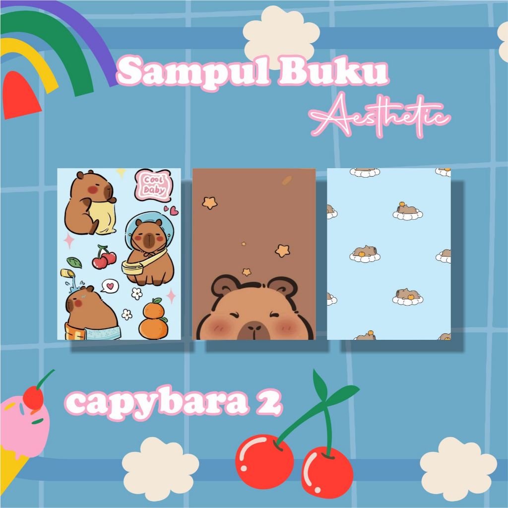 Sampul Buku Aesthetic Isi 10 Pcs / Sampul Buku Motif Capibara Kapibara / Sampul Buku Estetik / Sampu