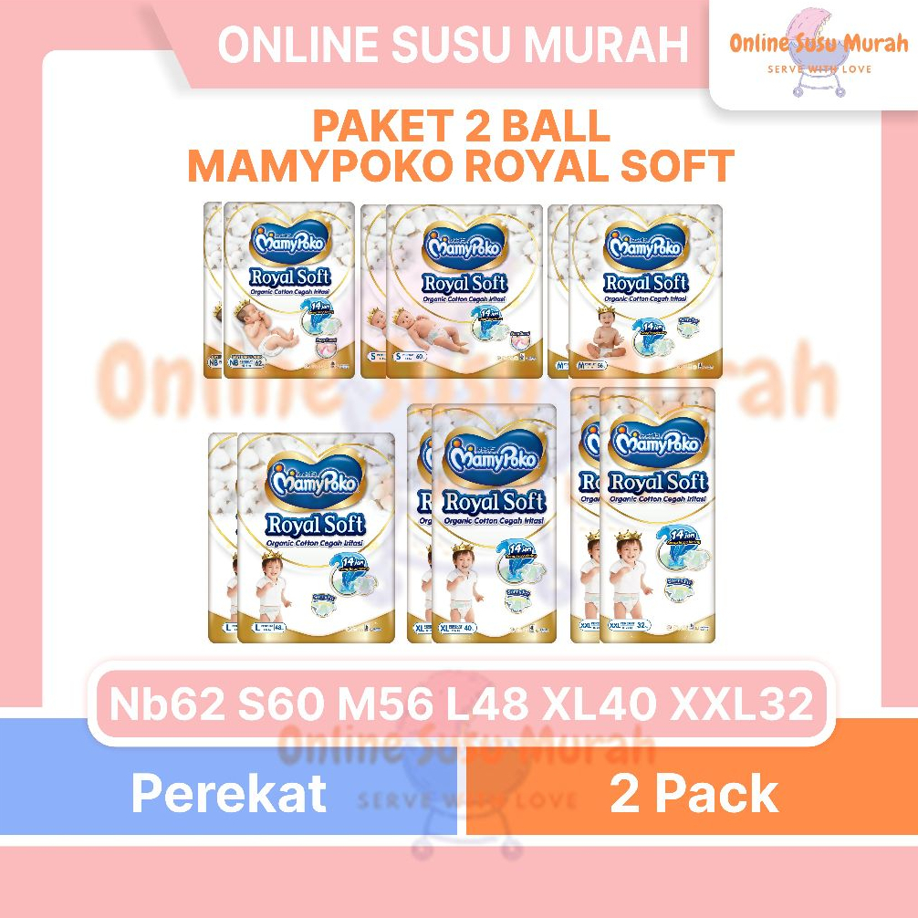 MAMYPOKO ROYAL SOFT TAPE 2 BALL NB62 S60 M56 L48 XL40 XXL32 MAMYPOKO PEREKAT COTTON ORGANIC PPKS