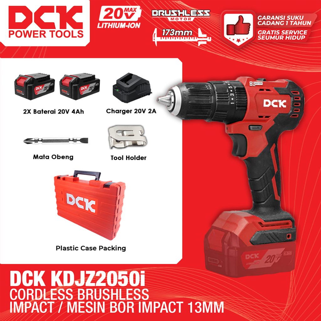 DCK KDJZ2050i Cordless Brushless Impact Drill / Mesin Bor Impact Baterai 13mm