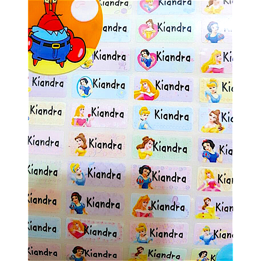 

Label Nama Anti Air Sticker Waterproof Premium Cute Princess Disney