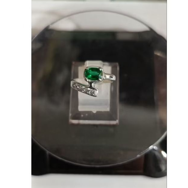 cincin wanita ikatan perak, batu jewelgreen