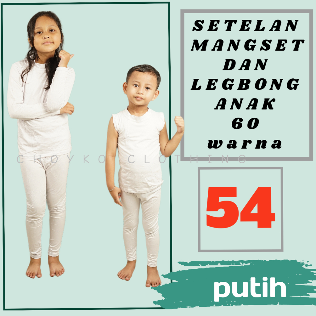(putih) setelan manset legging dan legbong anak perempuan premium warna putih