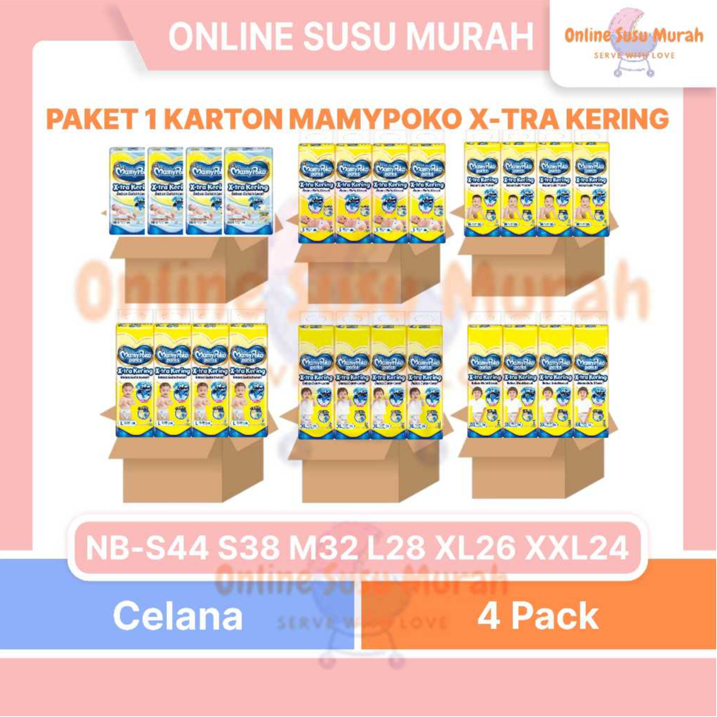 MAMYPOKO EXTRA KERING PAKET 4 BALL / 1 KARTON NBS 44 S 38 M 32 L 28 XL 26 XXL 24 MAMY POKO REGULER P