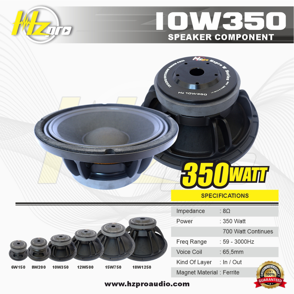 SPEAKER KOMPONEN 10 Inch HZ PRO 10W350 ORIGINAL