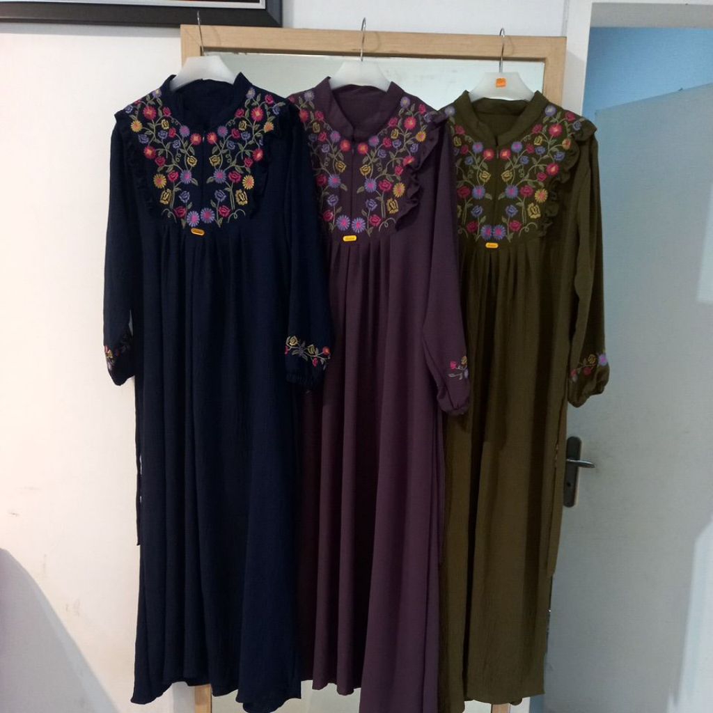 GAMIS CRINKLE BORDIR BUNGA