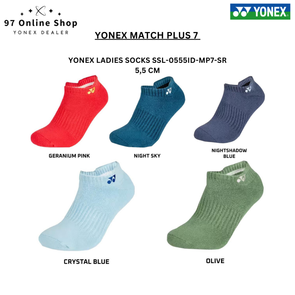 YONEX Ladies Socks SSL-0555ID-MP7-SR 5,5 cm 100% Original / Kaos Kaki Badminton Wanita