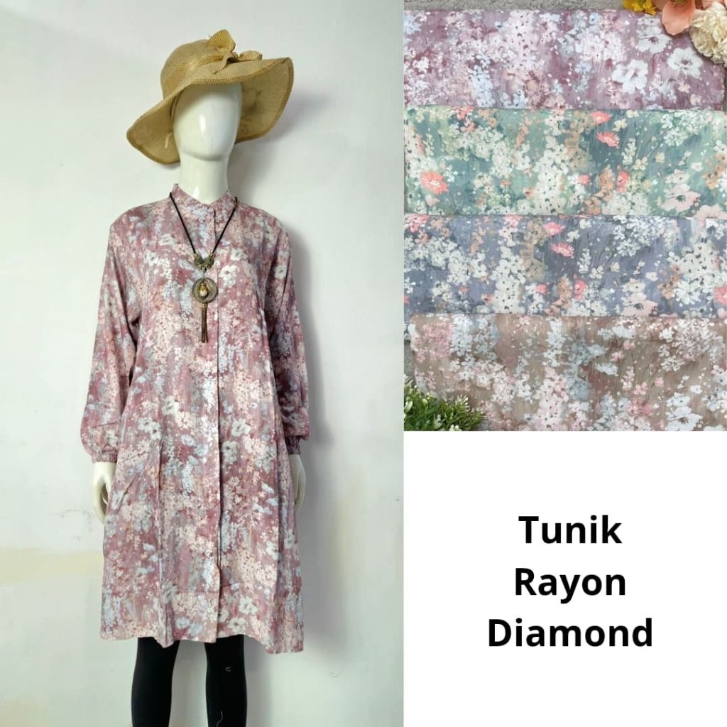 TUNIK RAYON PREMIUM  MOTIF BUNGA LUKIS #KEMEJA