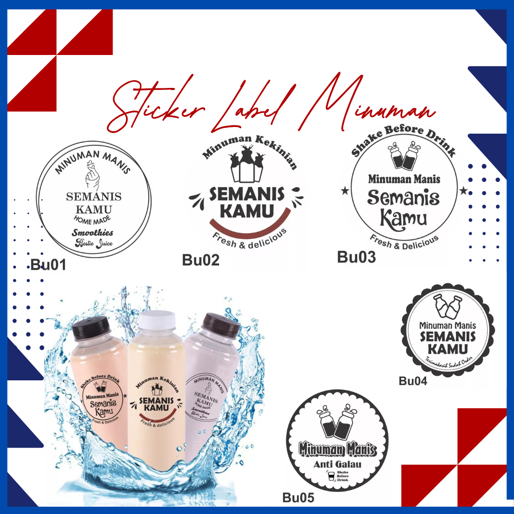 

Stiker Label Minuman Uk 5cm Semanis Sticker Botol Minuman Sticker Gelas Minum Cup