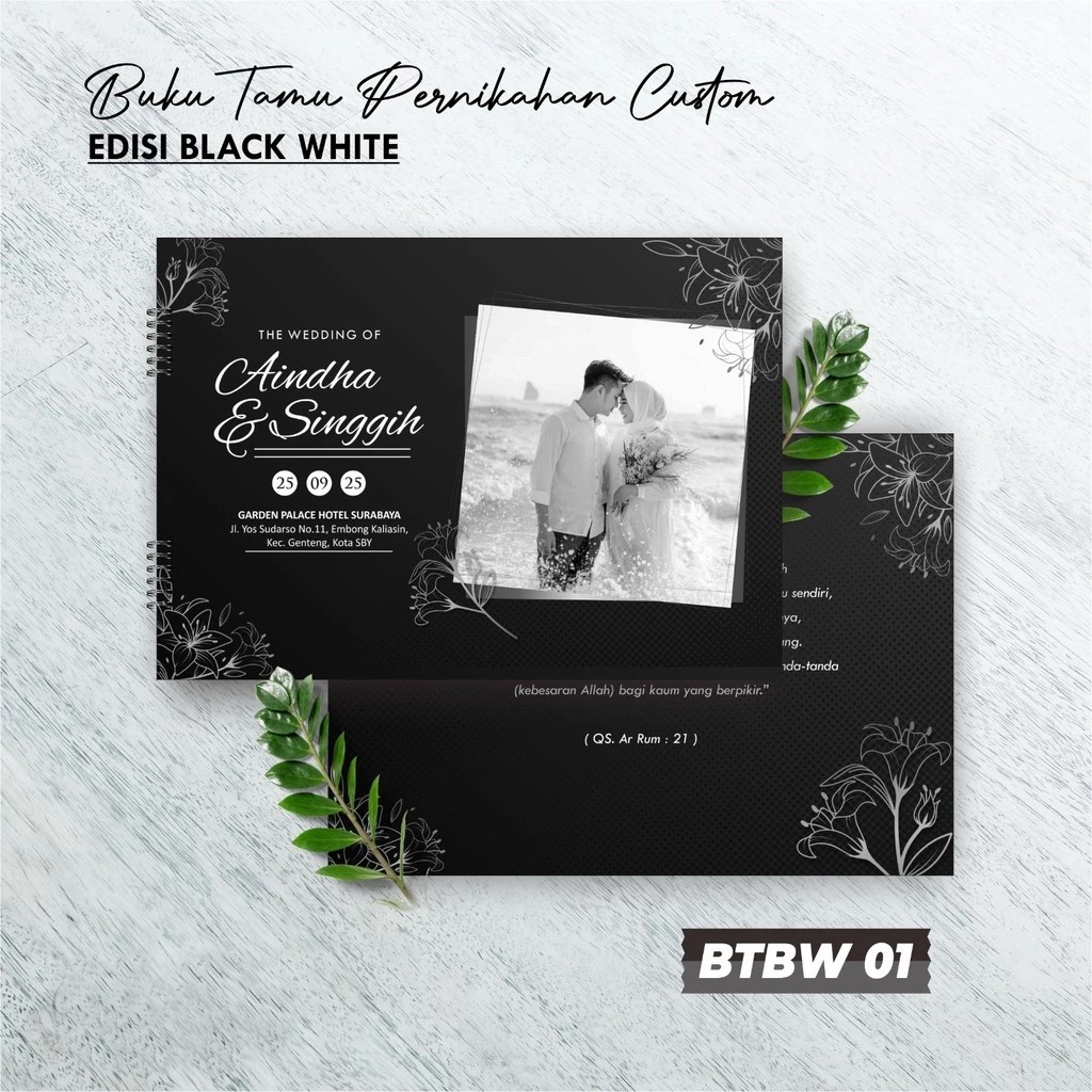 BUKU TAMU PERNIKAHAN HITAM PUTIH MURAH - GUEST BOOK BTBW AESTHETIC - BUKU TAMU PERNIKAHAN BW