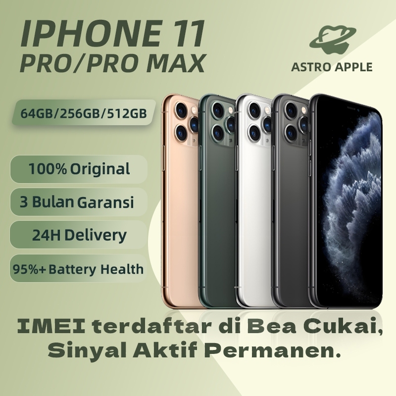 BC iPhone 11 PRO / iPhone 11 PRO MAX 64GB 256GB Sinyal Aktif Permanen Tangan Kedua 100%ORI Fulset Ko
