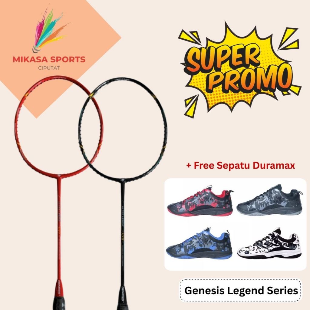 Raket Badminton Genesis Ultra Legend + Sepatu Hi-Qua Duramax