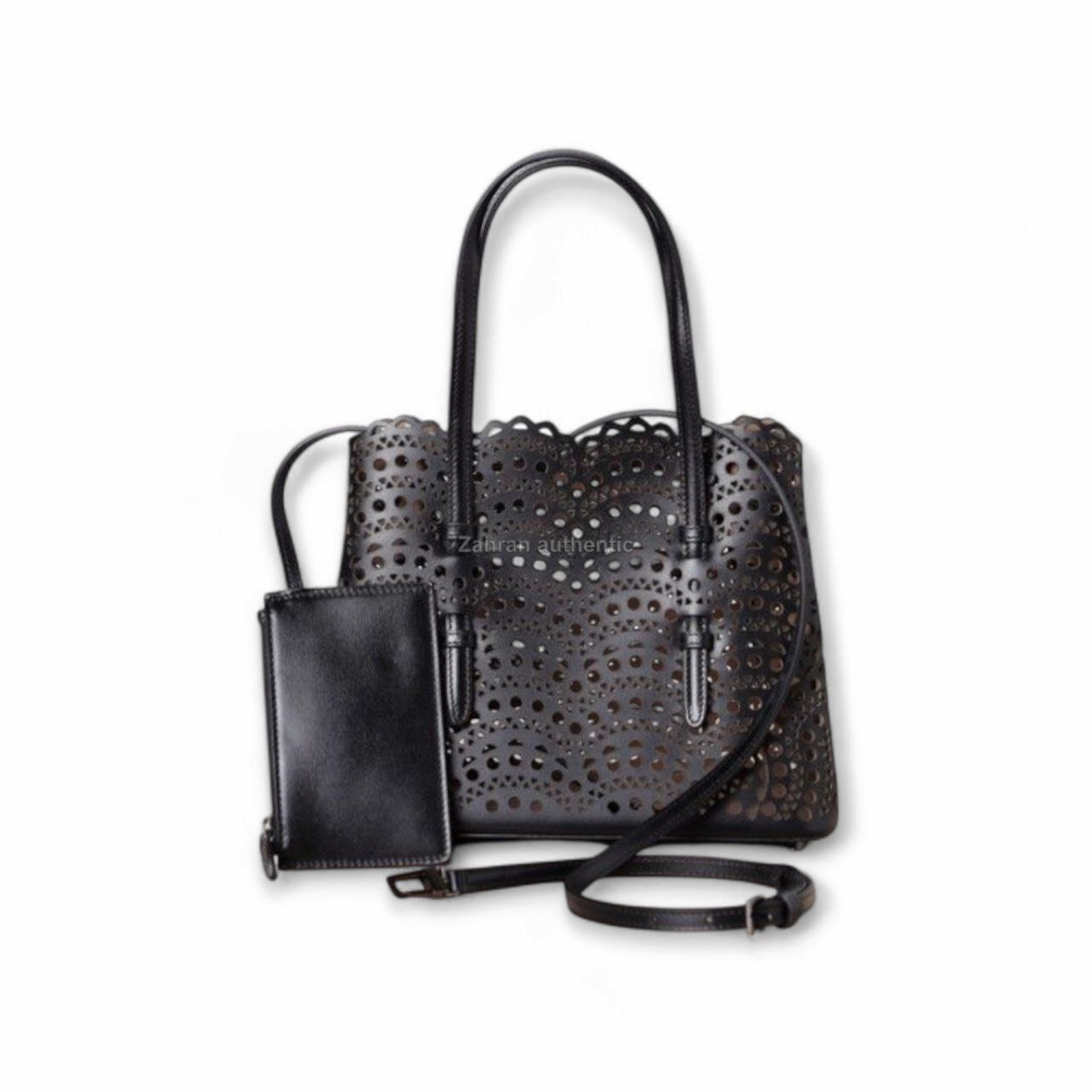 Alaia Mina 25 Vienne Wave Calfskin Tote Black