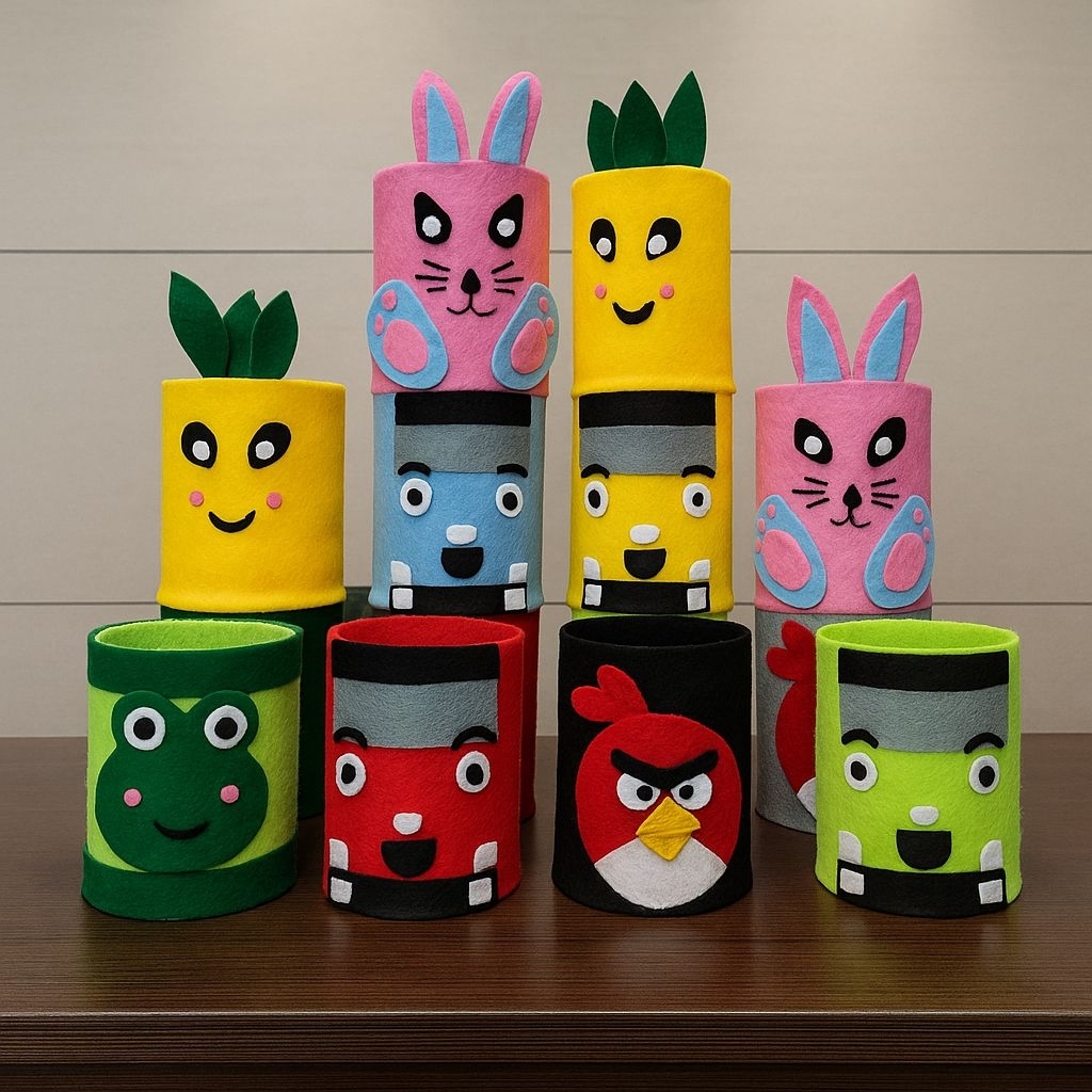 

Tempat Pensil FLANEL DIY Kerajinan tangan /Karton Tebal / Botol plastik aqua Bekas / Edukasi anak / Tugas Sekolah