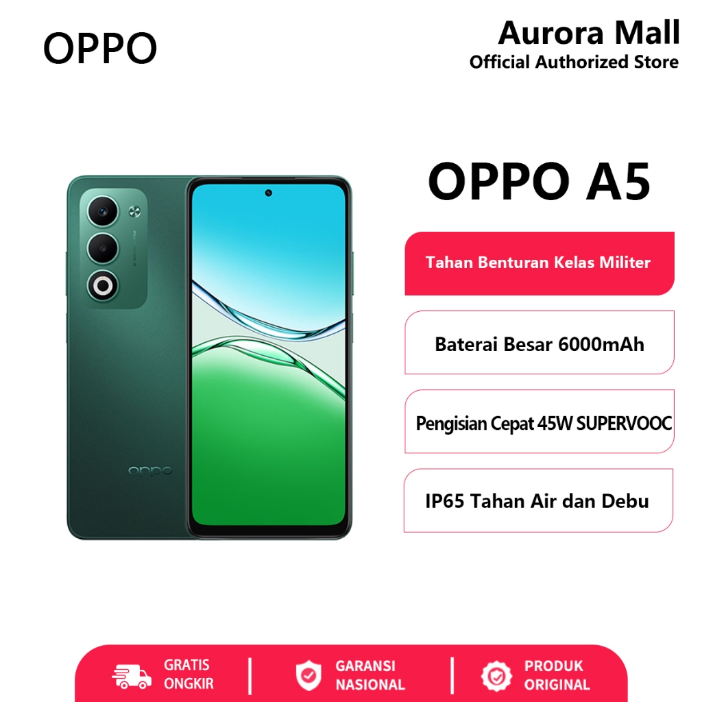 HP OPPO A5 8/256GB RAM 8GB+8GB Extended ROM 256GB OPPO Terbaru 2025 Garansi Resmi