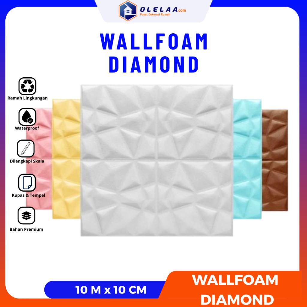 Wallfoam Brickfoam Motif Diamond Wallsticker Foam 3D
