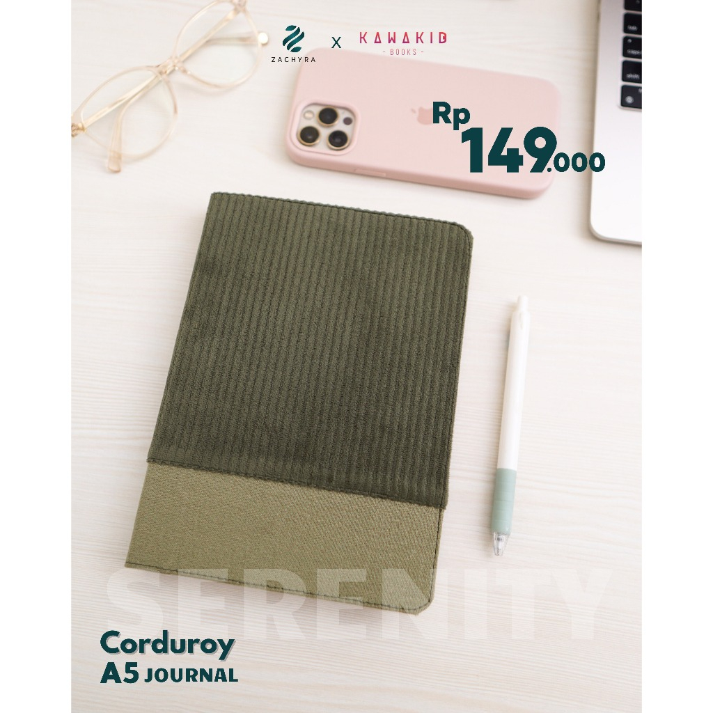 

Serenity Journal Corduroy | A5 Fabric Notebook | Aesthetic Premium Leather Notebook | Buku Catatan | Diary | Notepad | Planner