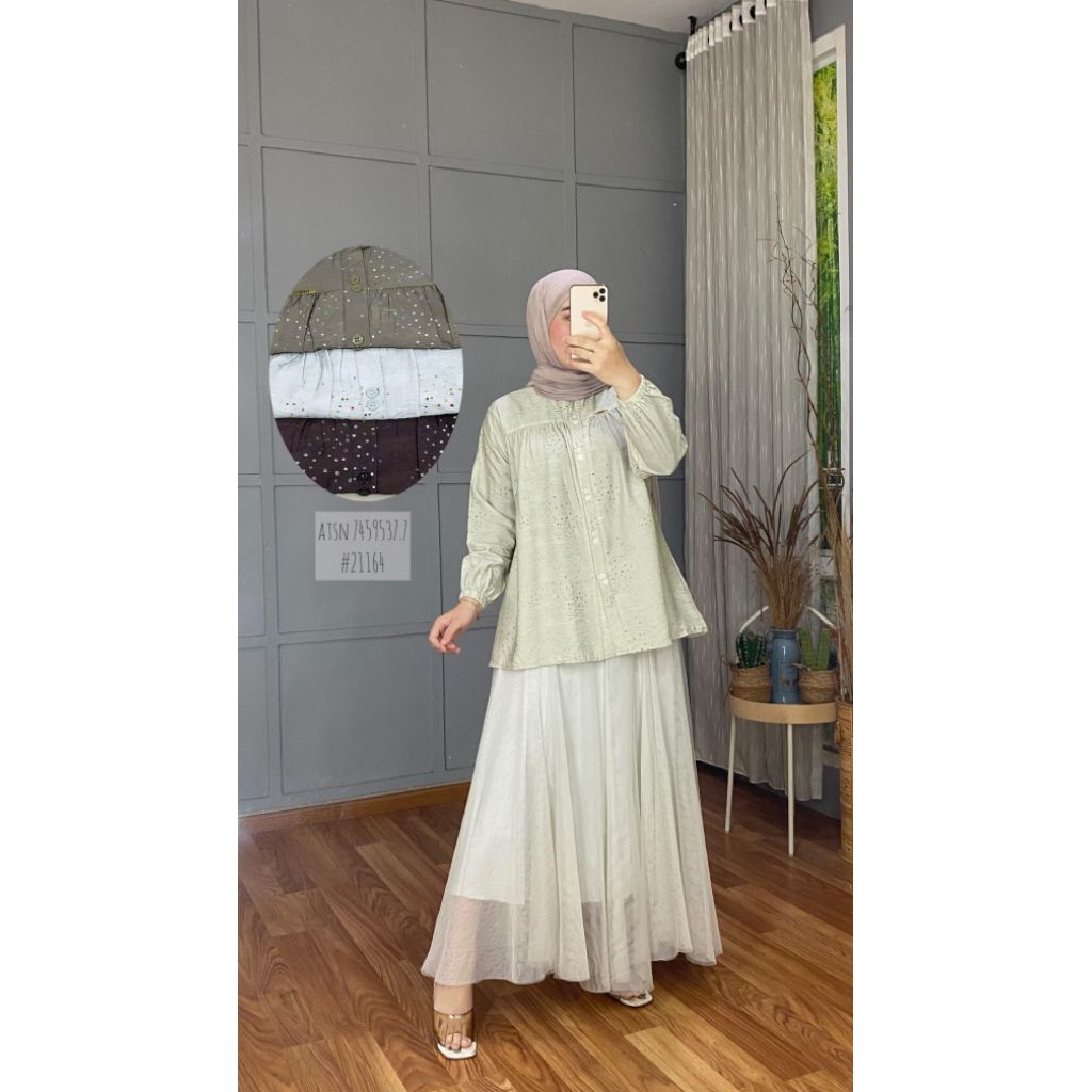 Blouse qla 21164/blouse/atasan/blouse motif/atasan wanita kekinian