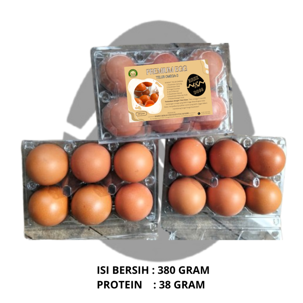 

Telur Ayam Omega 3. Freesh Premium Quality. per 6 Butir