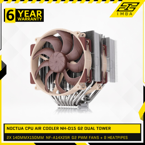 NOCTUA CPU AIR COOLER NH-D15 G2 DUAL TOWER (2X 140MMX150MM NF-A14X25R G2 PWM FANS + 8 HEATPIPES) BRO