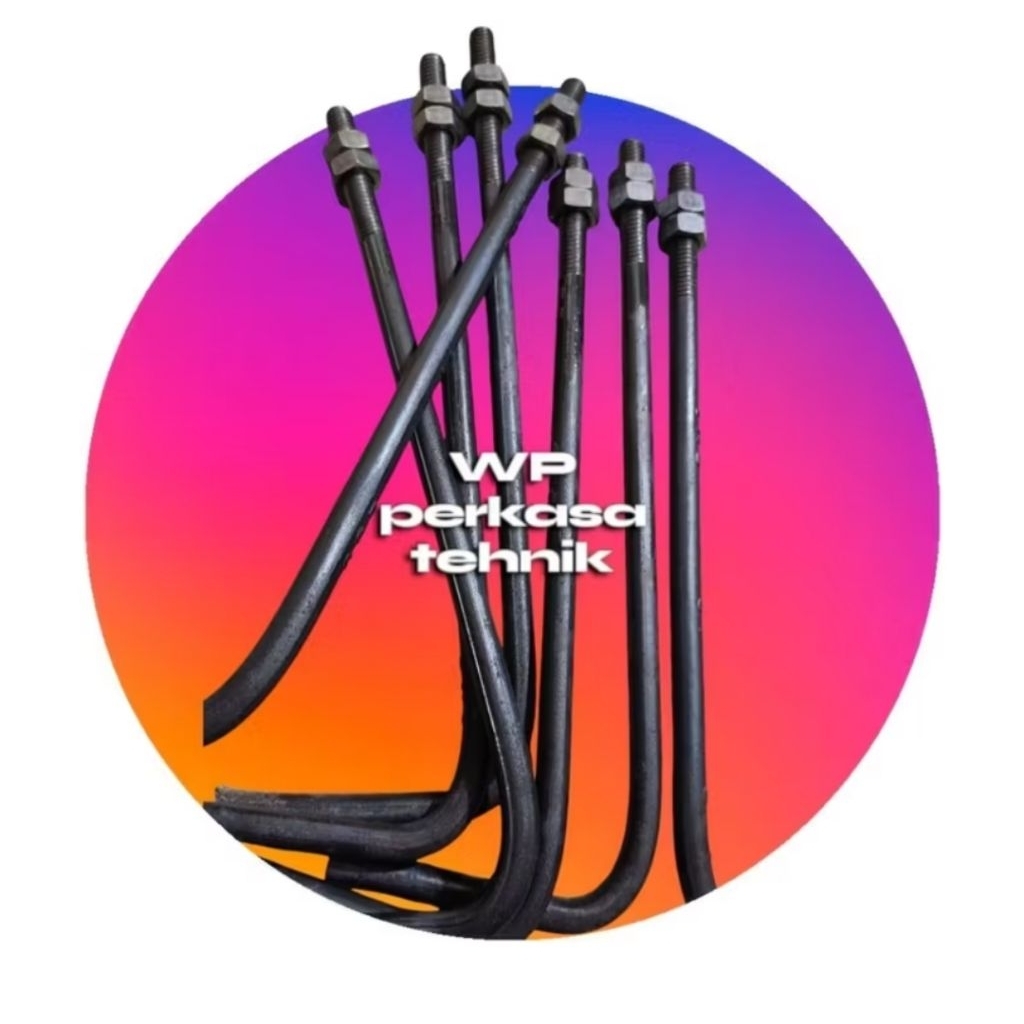 Angkur Baut 19mm (3/4") x 70cm x 10cm + 2mur & 1ring | Bahan besi beton SNI - cocok buat pondasi tia