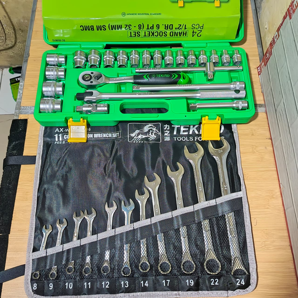 TEKIRO Kunci Sok Shock Set 24Pcs 8 - 32 Mm 1/2 6Pt Box Plastik / Kunci Ring Pas Set 11 pcs Tekiro