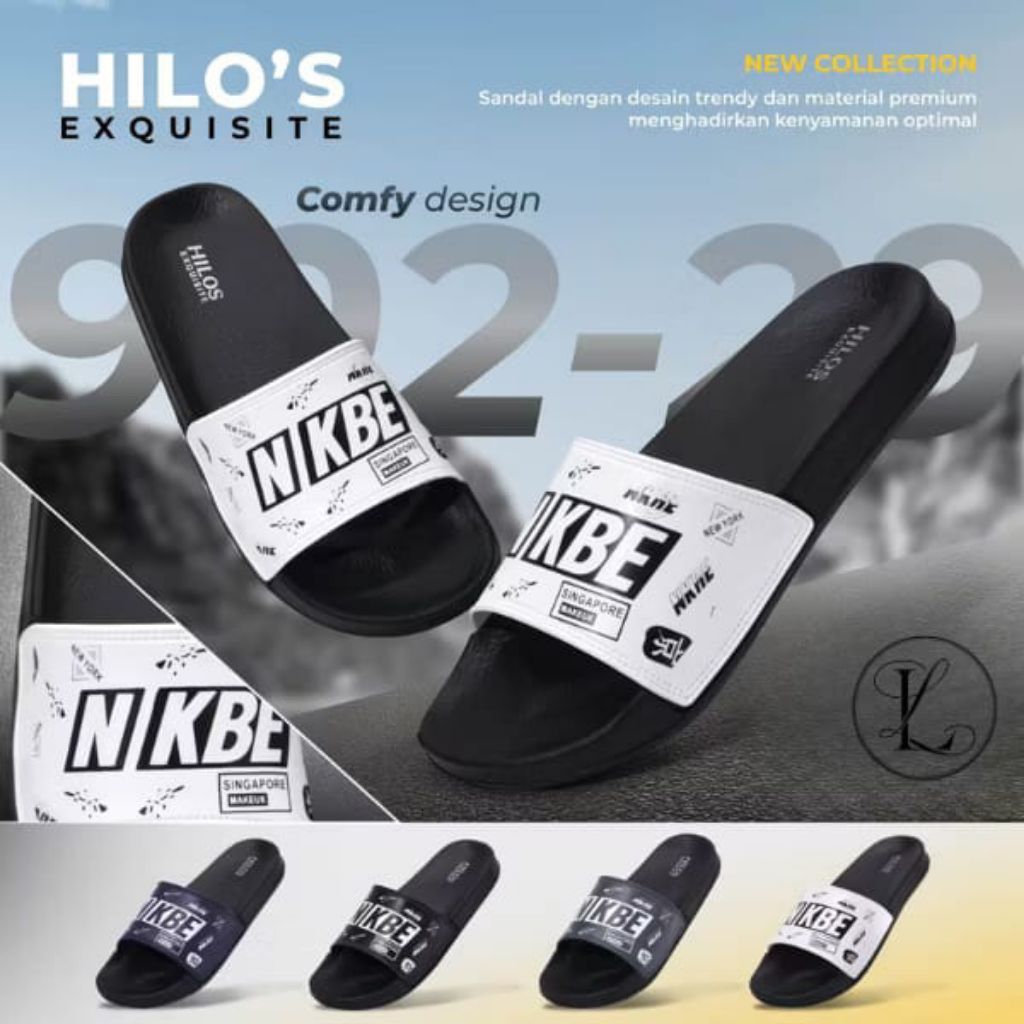 SANDAL, SANDAL COWOK, SANDAL KARET COWOK, SANDAL KARET, SANDAL HITAM PUTIH, SANDAL SLOP COWOK, SANDA