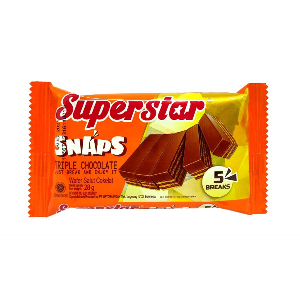 

EXP NOV 2025 Superstar Snaps 28 Gr ( 1 pcs) / Superstar Snaps Triple Coklat 28 Gr