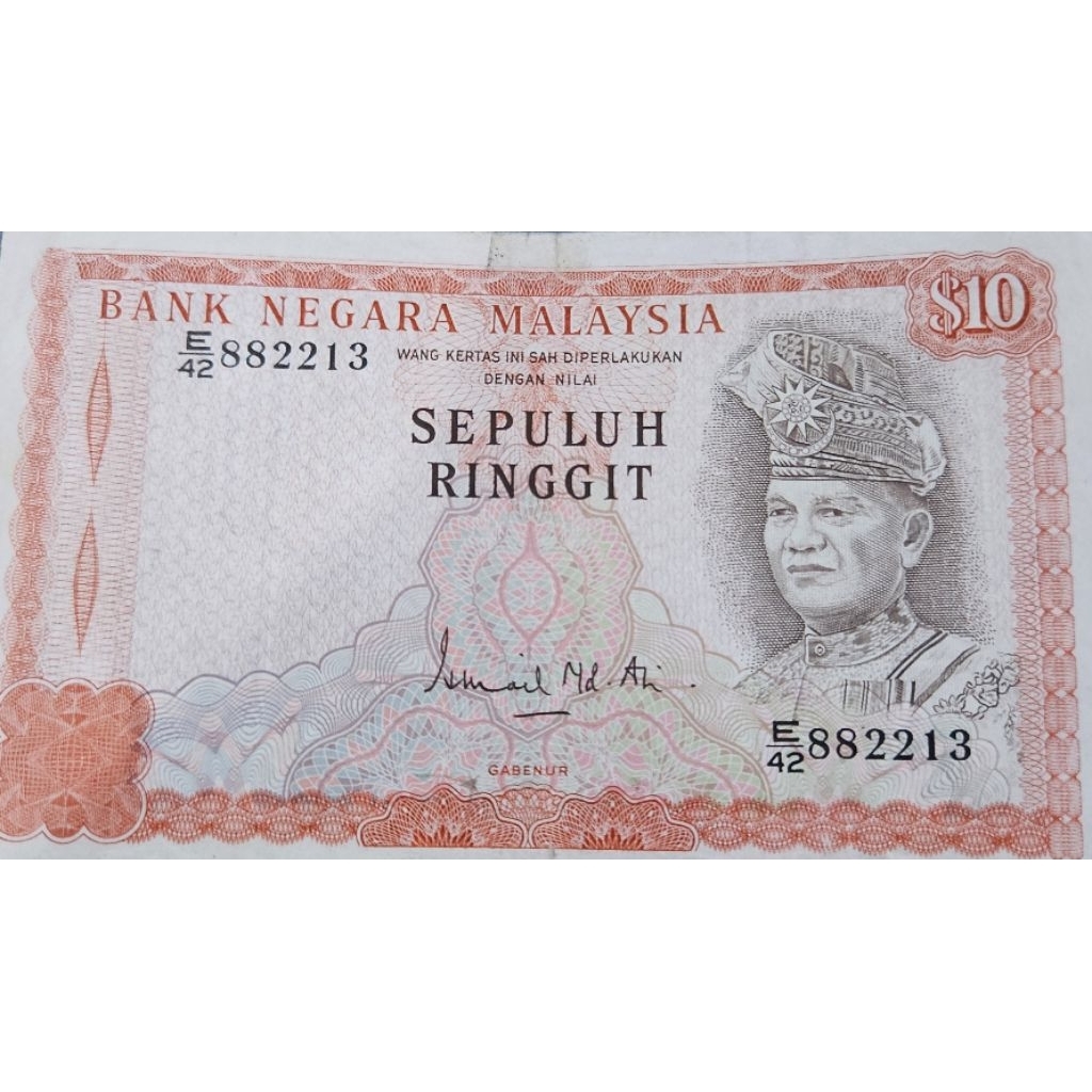 Uang Asing Negara Malaysia 10 ringgit issue tahun 1972 kondisi AXF renyah bagus dijamin original 100
