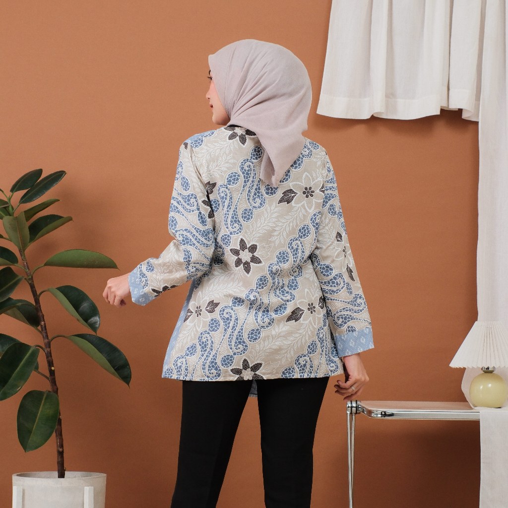 termurah` djowo baju batik wanita modern atasan blouse kerja kantor motif kejora jumbo model terbaru