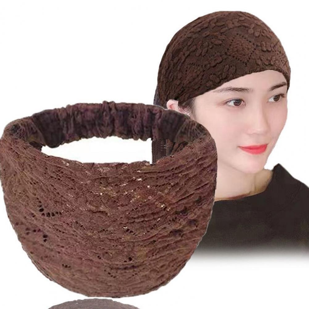 -IKIAELO- Bando Bandana Hijab Jilbab Karet Aksesoris Penutup Ikat Kepala Lebar Bando Renda Bernapas