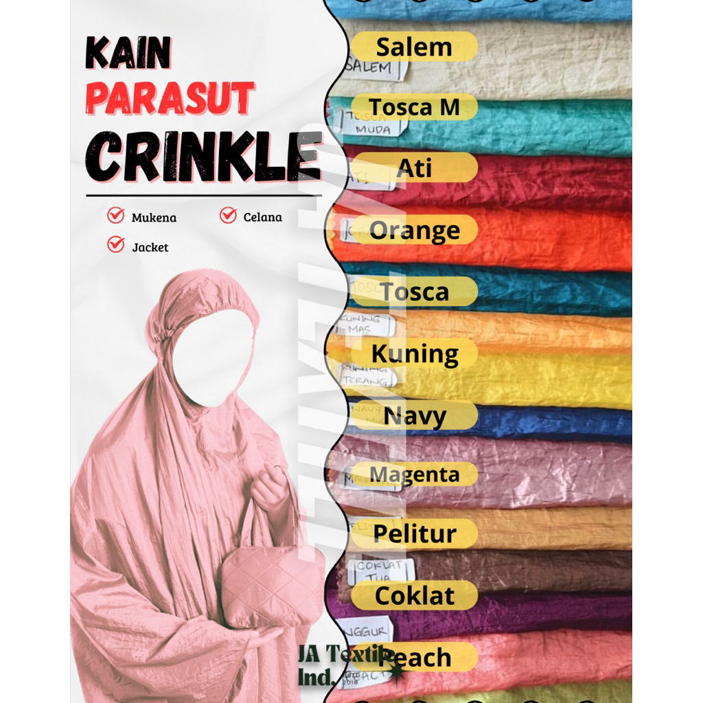 KAIN PARASUT CRINKLE NYLON CRINKLE - BAHAN MUKENA JACKET CELANA