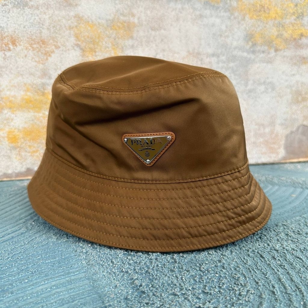 Prada Renylon Bucket Hat Camel