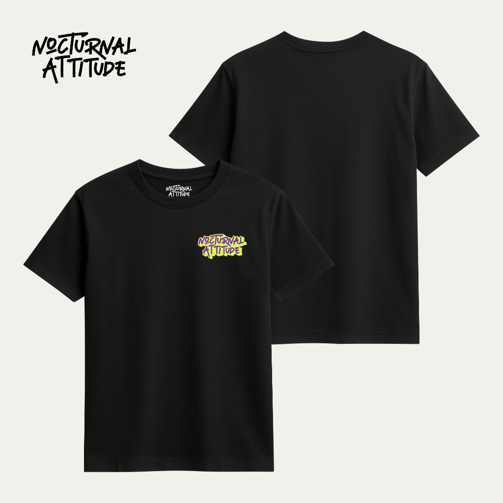 Nocturnal Attitude Kaos Pria Lengan Pendek - Basic #3 - T Shirt - Hitam