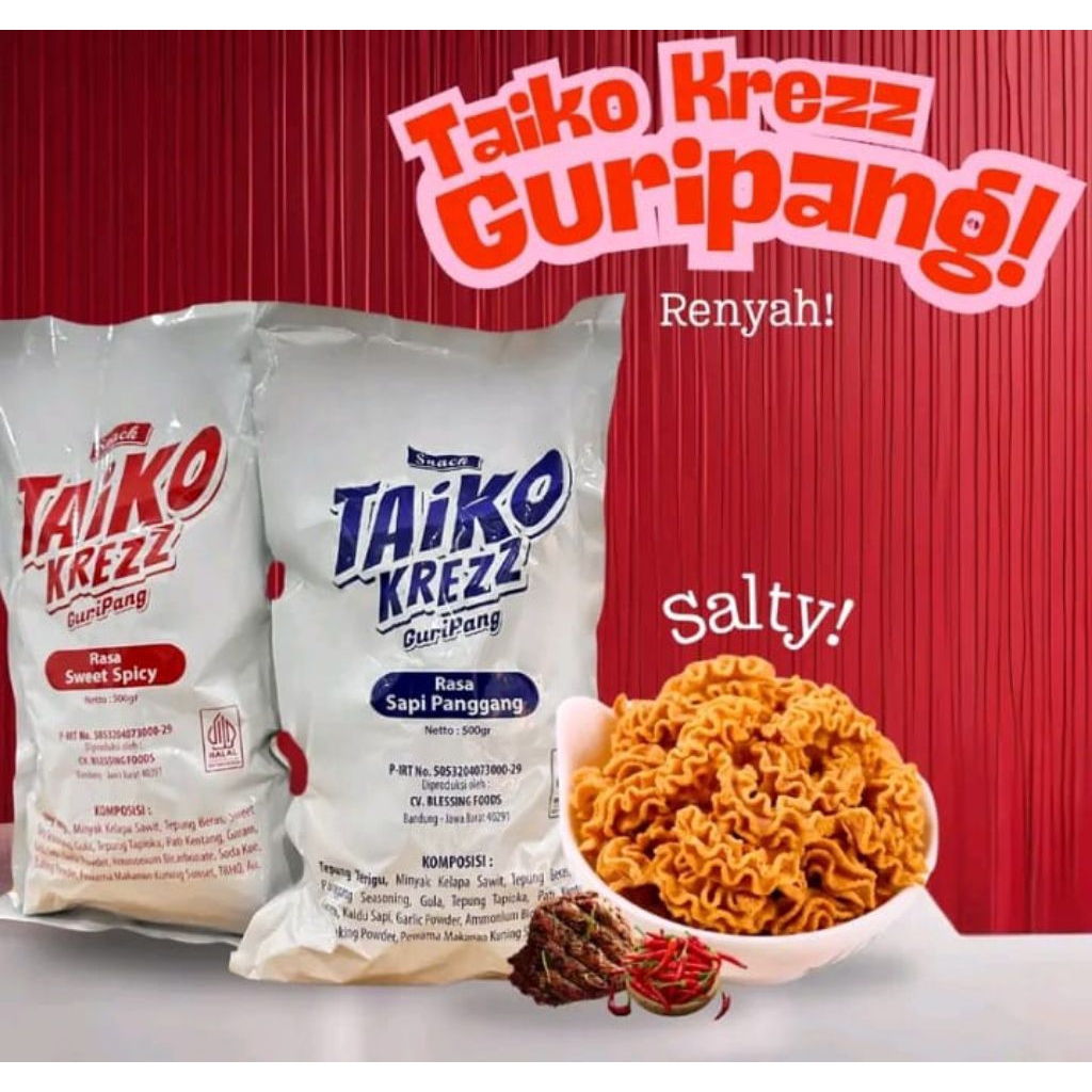 

Taiko krezz cemilan viral mie gulung enak dan gurih isi 500gr