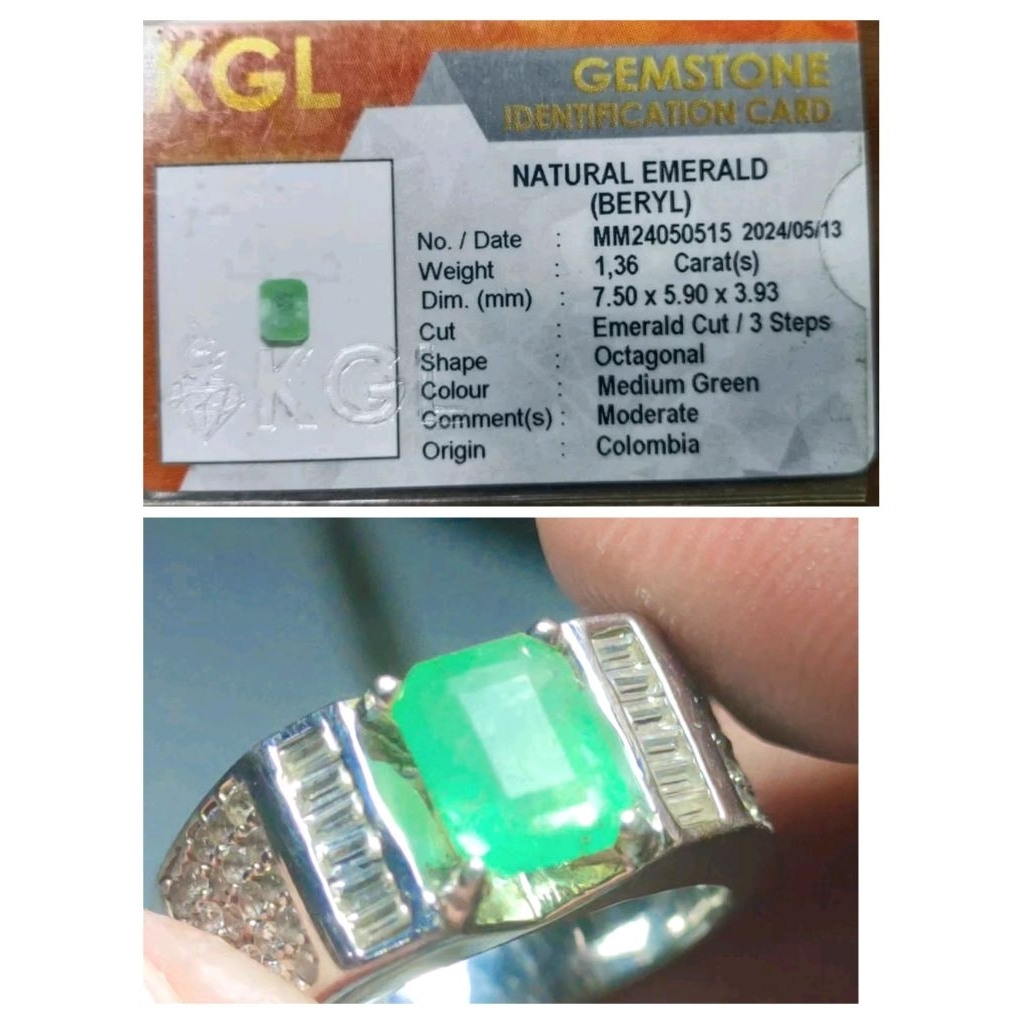 cincin perak zamrud Colombia