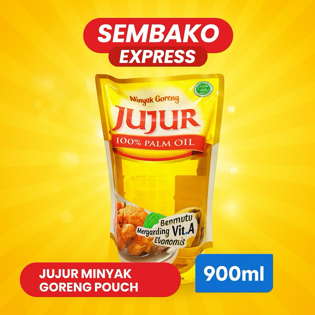 

Minyak Goreng Jujur Pouch 900 ml – 100% Minyak Sawit Berkualitas